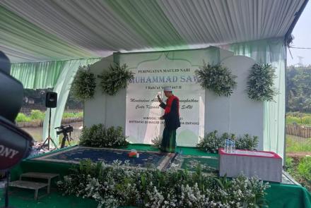 Satgas TMMD di Bedahan Ikuti Peringatan Maulid Nabi Sekaligus Jalin Silaturahmi