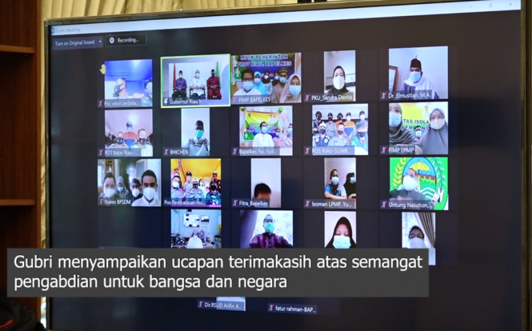Gubernur Riau Silaturahmi Virtual Bersama Nakes dan Pasien COVID-19