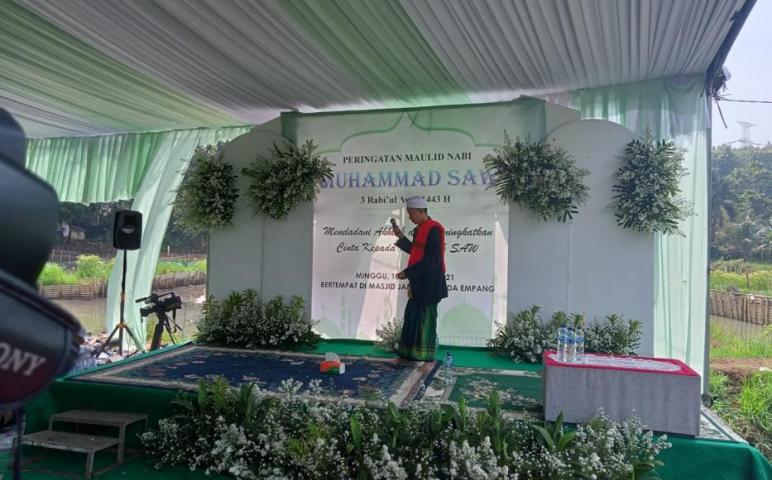 Satgas TMMD di Bedahan Ikuti Peringatan Maulid Nabi Sekaligus Jalin Silaturahmi