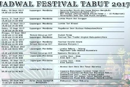 Jadwal Festival Tabut 2017